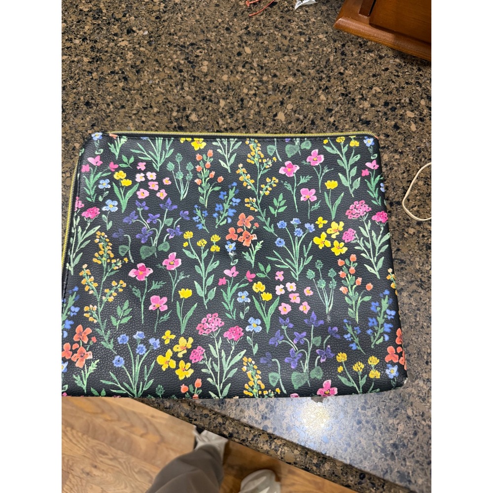 Day Designer Floral Folio Case Black Wildflower Tablet Planner Sleeve Organizer